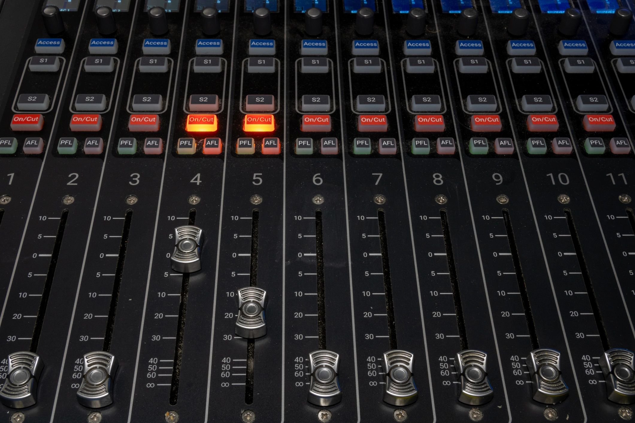 Broadcast audio console representing radio and audio content